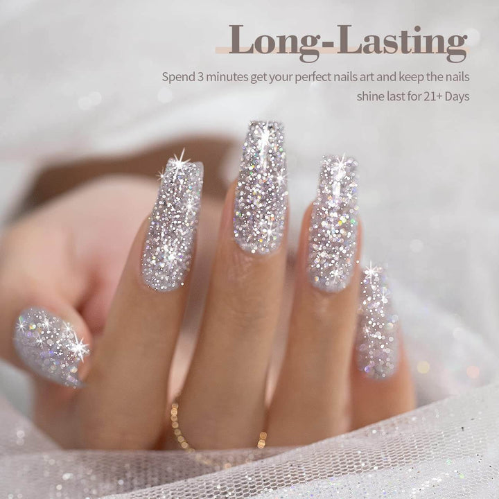 Silver Sparkle Color | RARJSM ®Reflective Glitter Gel Nail Polish | 7.5ml #410