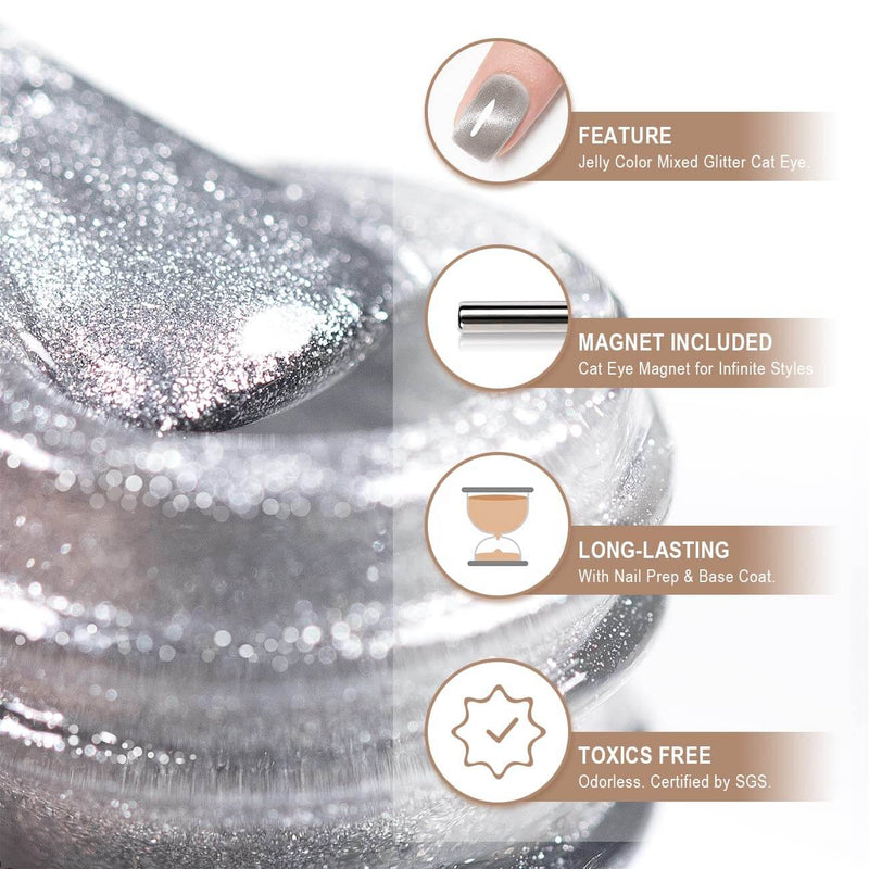 Silver Velvet Jelly Gel Polish Bottle Detail Shimmer Effect
