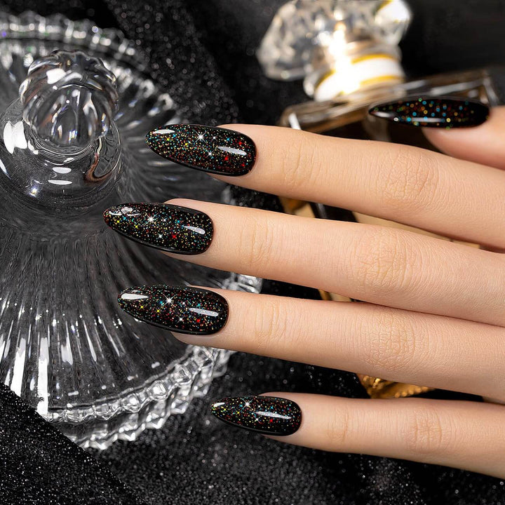 RARJSM ® Sparkly Black Diamond Glitter Gel Nail Polish 15ml #736
