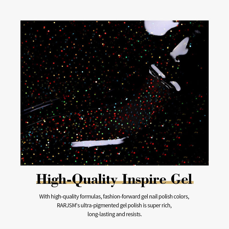 RARJSM ® Sparkly Black Diamond Glitter Gel Nail Polish 15ml #736