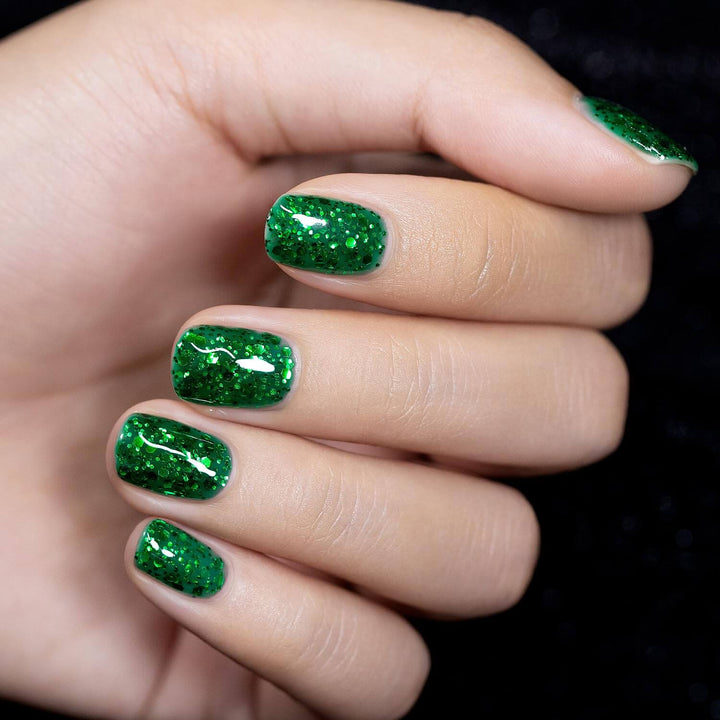 RARJSM ® Christmas Sparkly Green Diamond Glitter Gel Nail Polish