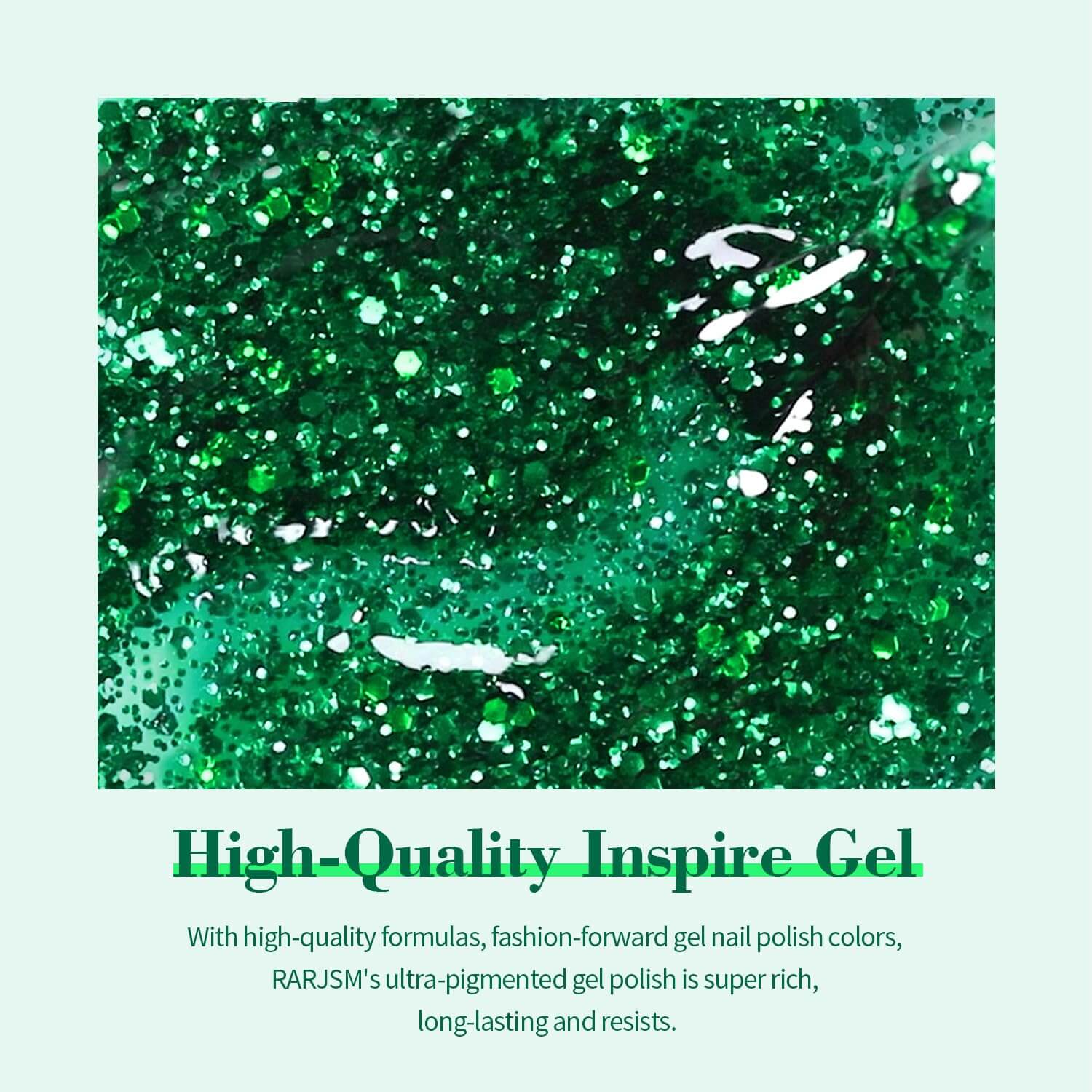 RARJSM ® Christmas Sparkly Green Diamond Glitter Gel Nail Polish