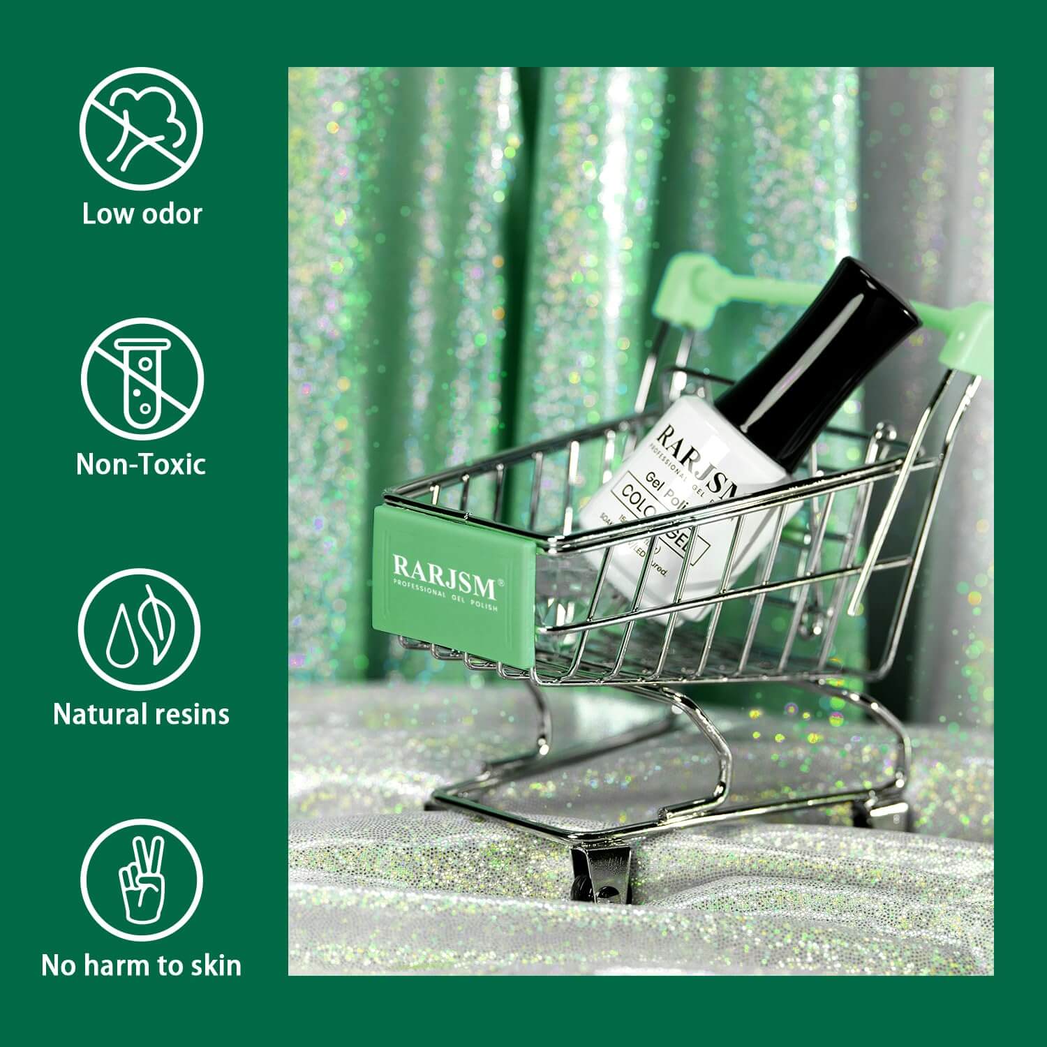 RARJSM ® Christmas Sparkly Green Diamond Glitter Gel Nail Polish