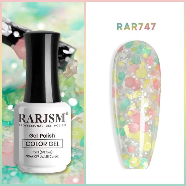 RARJSM ® Spring Colorful Big Flakes Diamond Glitter Gel Nail Polish