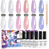 RARJSM ® Sunset Series Thread pearl gel nail polish 6 Colors Set