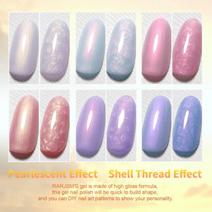 RARJSM ® Sunset Series Thread pearl gel nail polish 6 Colors Set