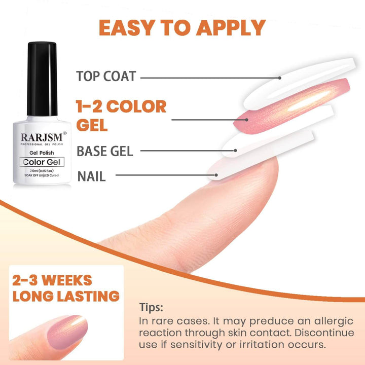 RARJSM ® Sunset Series Thread pearl gel nail polish 6 Colors Set