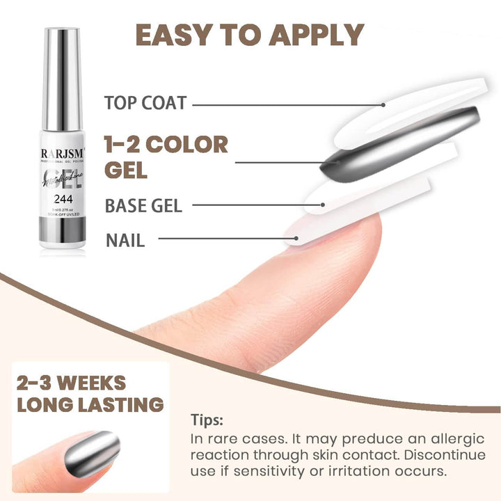How to use Rarjsm Metallic Mirror Chrome Silver gel nail polish