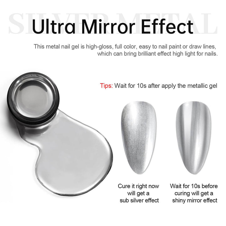 Rarjsm Metallic Mirror Chrome Silver gel nail polish $9.99