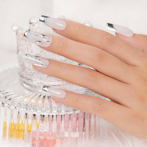 Rarjsm Metallic Mirror chrome nails with glitter