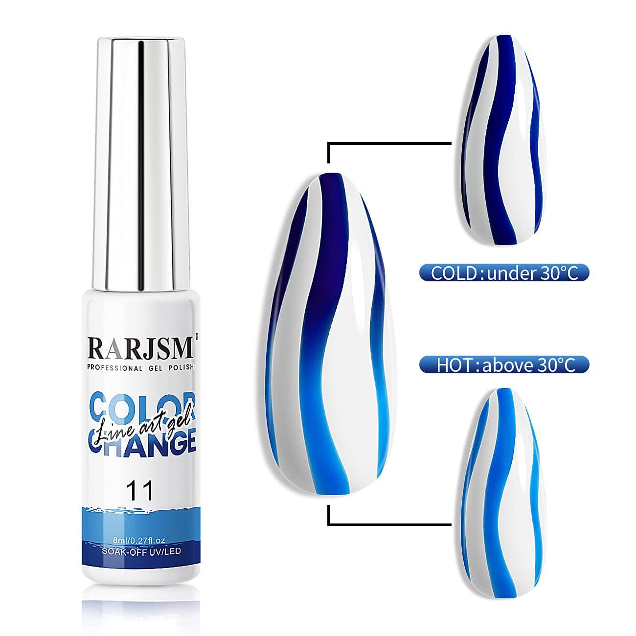 RARJSM ®Temperature Color Changing Nail Art Gel Liner 12 Colors Set