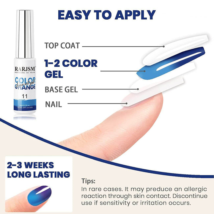 RARJSM ®Temperature Color Changing Nail Art Gel Liner 12 Colors Set