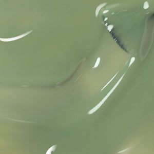 Sage green jelly gel texture smooth self-leveling translucent formula close-up with brush
