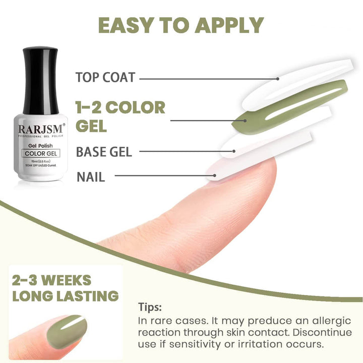 Translucent Sage green gel nail polish 15ml #385 - RARJSM