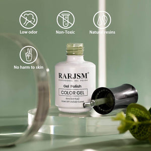 RARJSM gel polish safety features - low odor non-toxic natural resins no harm to skin TPO HEMA free certified
