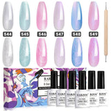 RARJSM ® Transparent Series Thread pearl gel nail polish 6 Colors Set