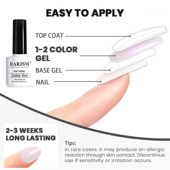 RARJSM ® Transparent Series Thread pearl gel nail polish 6 Colors Set