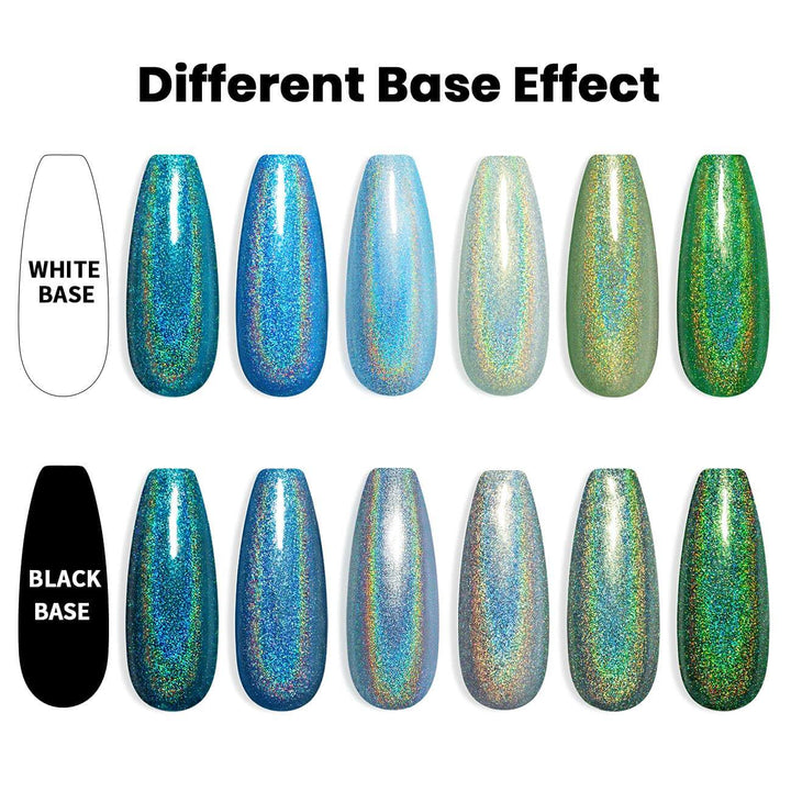 RARJSM ® Turquoise Green 6 Colors Holographic Gel Nail Polish Set