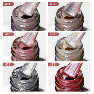 6 Colors Velvet French Cat Eye Gel Polish Shades 431-436