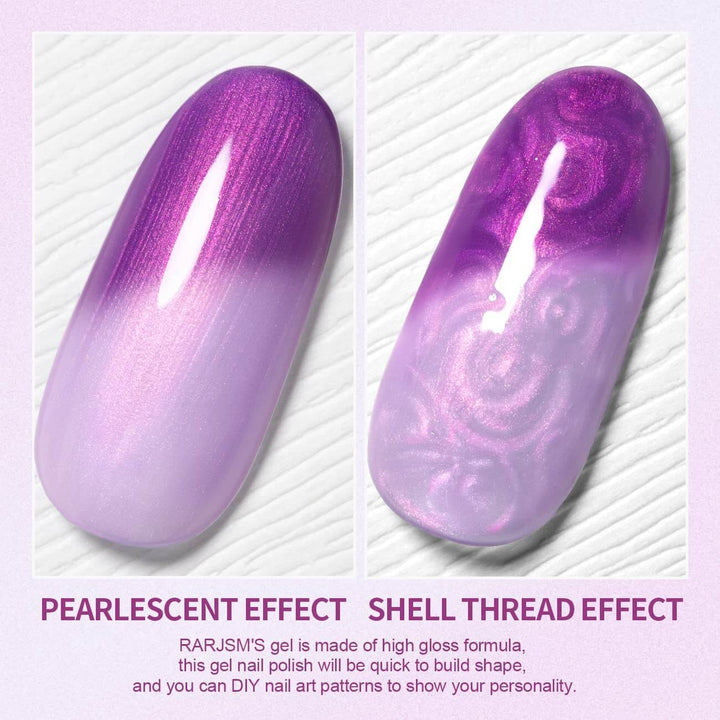 RARJSM ® Violet Pink Color Changing Thread pearl gel nail polish15ml #452