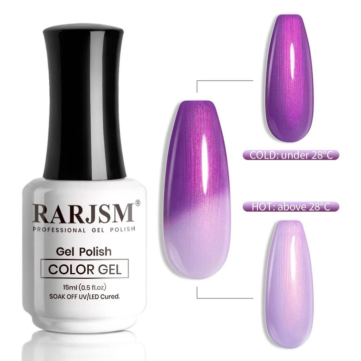 RARJSM ® Violet Pink Color Changing Thread pearl gel nail polish15ml #452