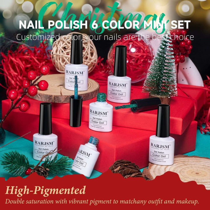 XMAS SALE✨RARJSM ® Christmas series 6 Colors Brilliant fireworks Glitter Gel Nail Polish Set | 6pcs 7.5ml